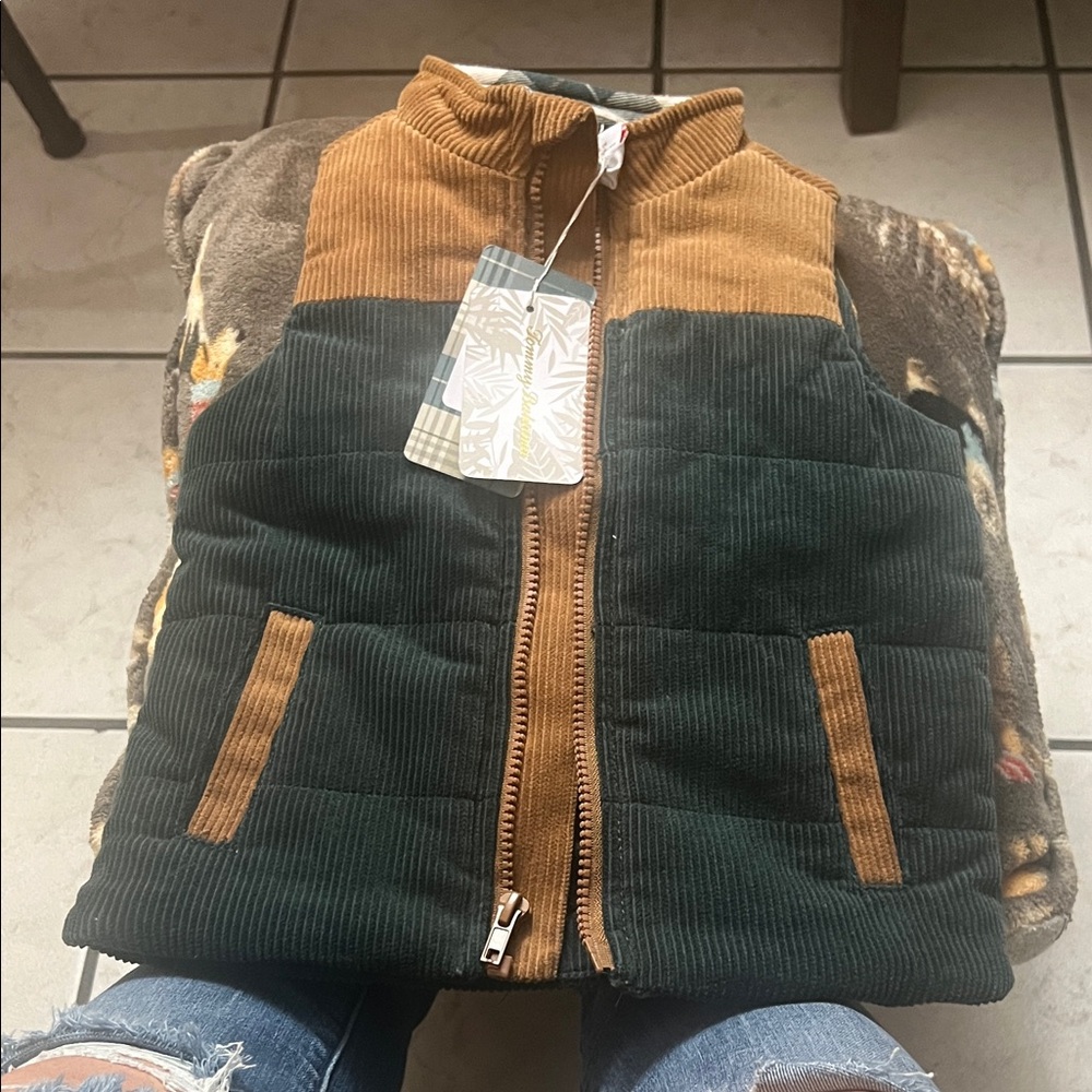 Tommy Bahama Brown and Green Corduroy Vest